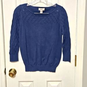 Loft Petite Blue Knitted Sweater Top Size  XSP